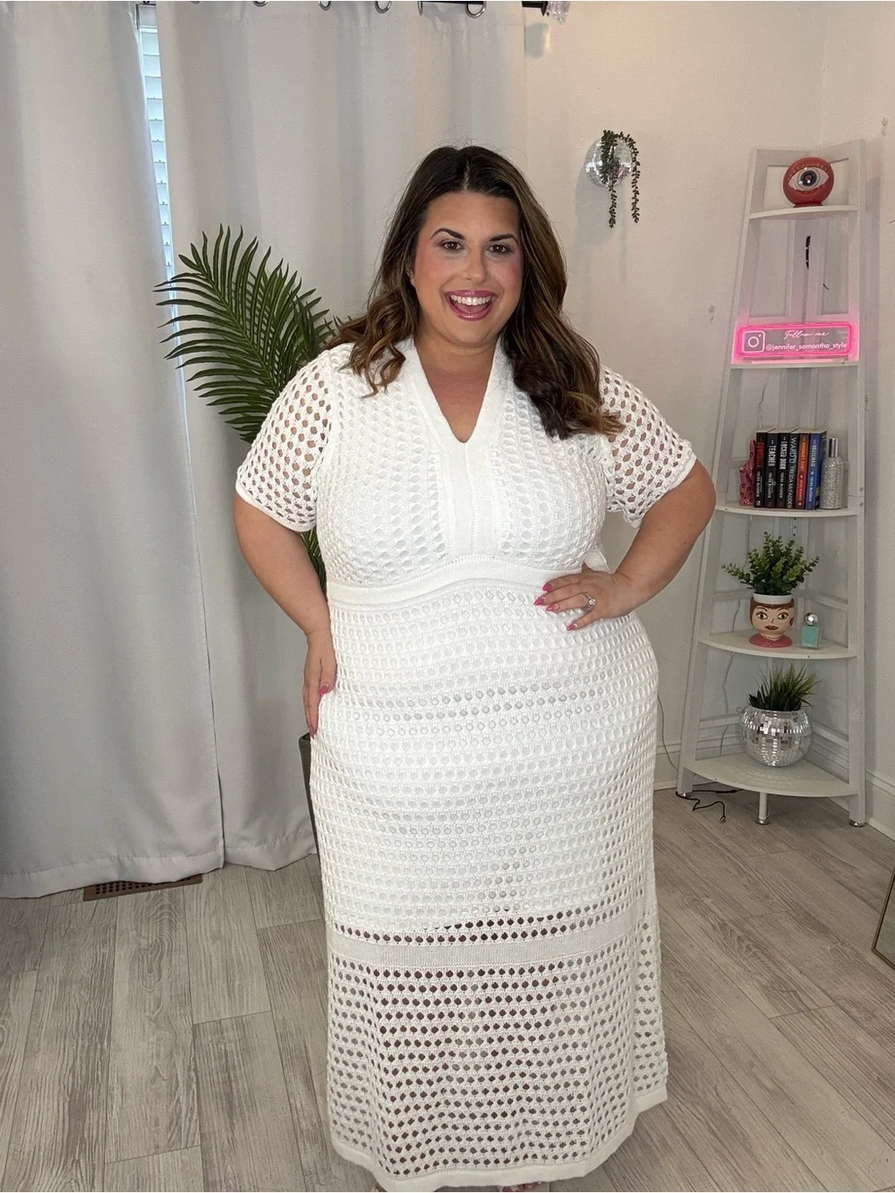 Plus White Crochet Maxi Dress
